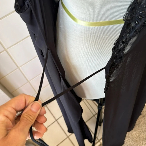 Lucie Ann Peignoir black Robe w/ matching nightgown full swing set Size L - Picture 10 of 14